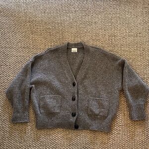 Babaa V-Neck Cardigan Chunky Wool Sweater Dark Mist NWOT